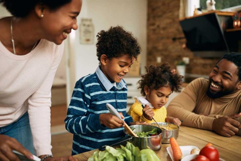Happy African American family and family health